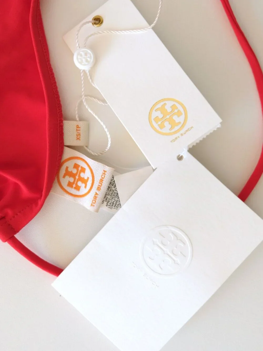 Tory Burch Swim, String Bikini Top, XS, Poppy Red, NWT